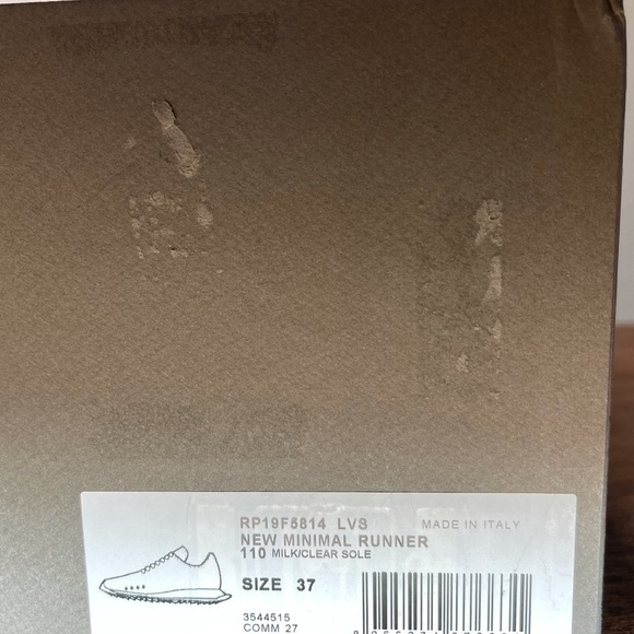 𝅺RICK Owens New Minimal Runner Sneaker In 110 Milk/Clear Size 7 EU37 - Picture 13 of 14